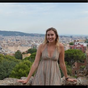 Striped halter mini dress